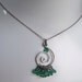 Hammered sterling silver spiral teal blue green faceted glass necklace - Holiday accessories - handmade jewelry