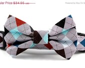 ON SALE.... Dog Collar and Bow Tie Set....The Oxford......Made to Order in Your Choice of Size