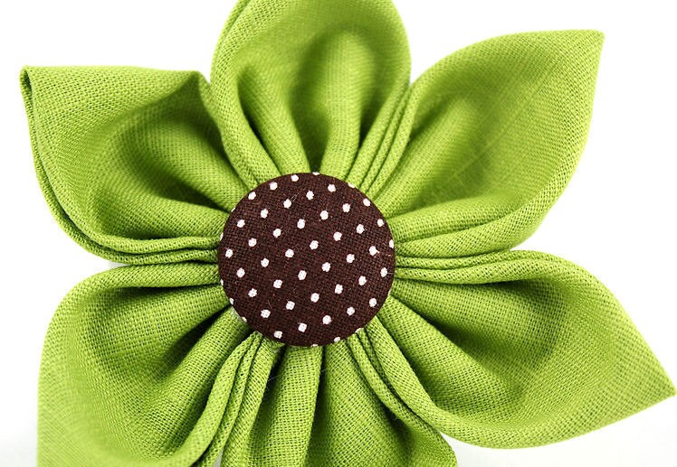 Lime Dog Collar Fabic Flower - Swiss Miss in Lime - Made to Order in Your Choice of Size