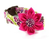 Lime Paisley Dog Collar Flower Set- Heirloom in Lime - Made to Order in Your Choice of Size