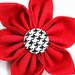 Dog Collar and Flower Set - Classic Houndstooth in Lipstick Red - Made to Order in Your Choice of Size