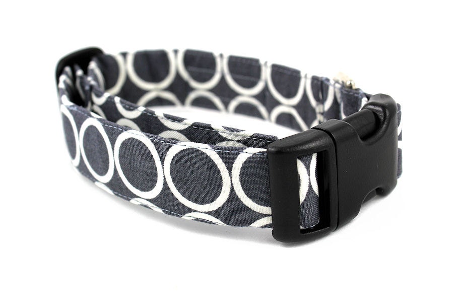 Slate Circles Dog Bowtie Collar Set - Mod Dog in Simple Slate - Made to Order in Your Choice of Size