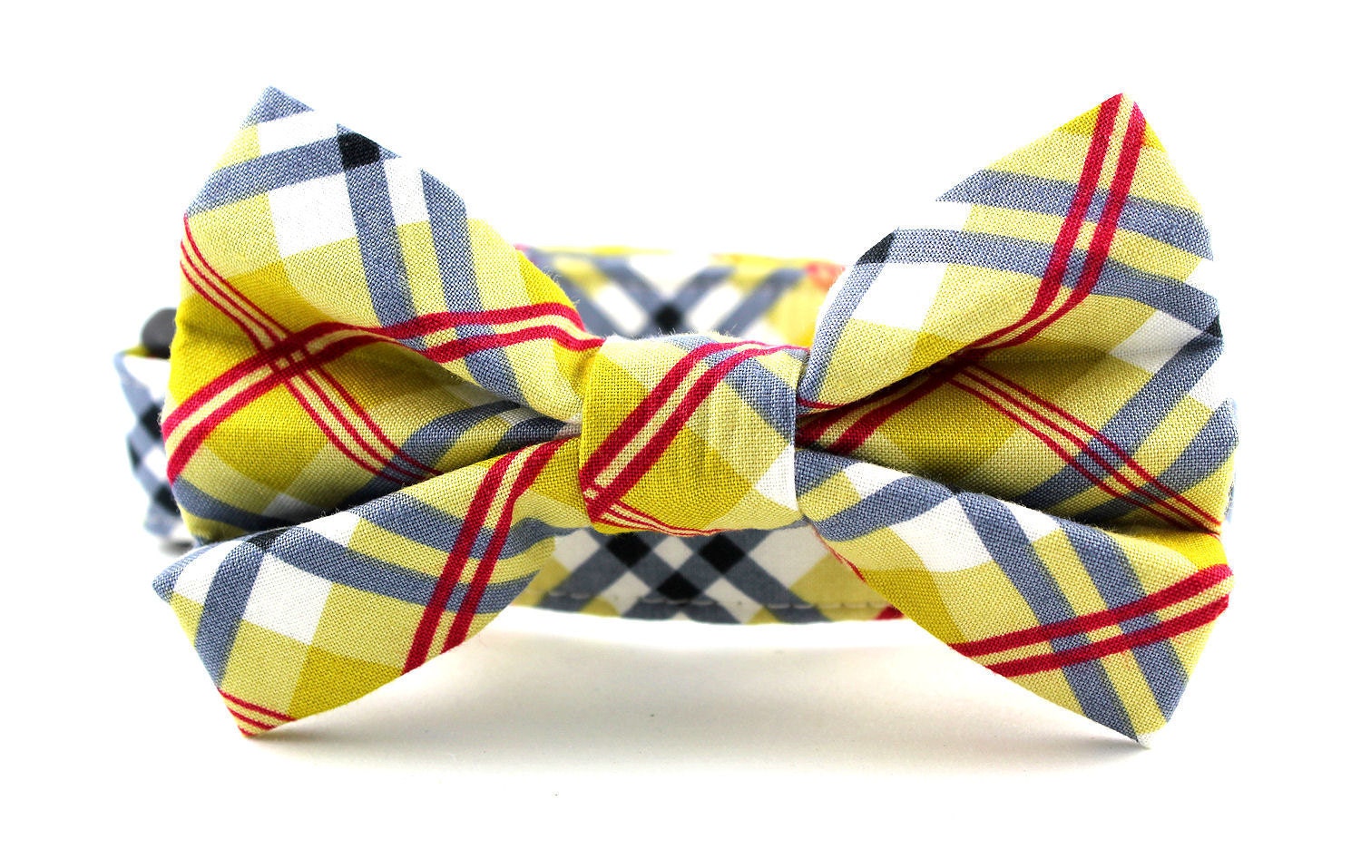 Lemon Plaid Bow Tie Dog Collar - The Don Draper