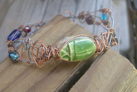 Khephra - Scarab Wire Bracelet OOAK