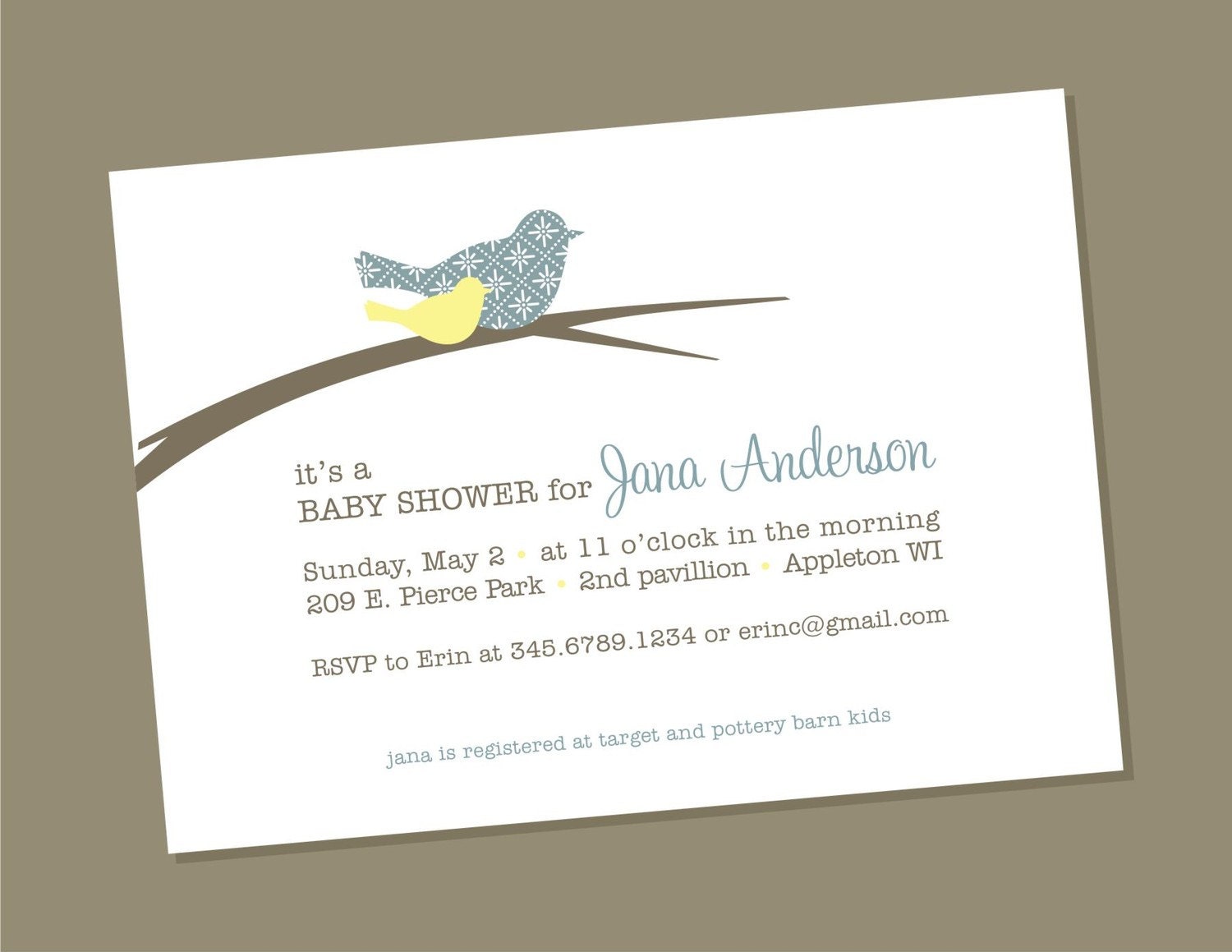 On a branch - Shower Invitation