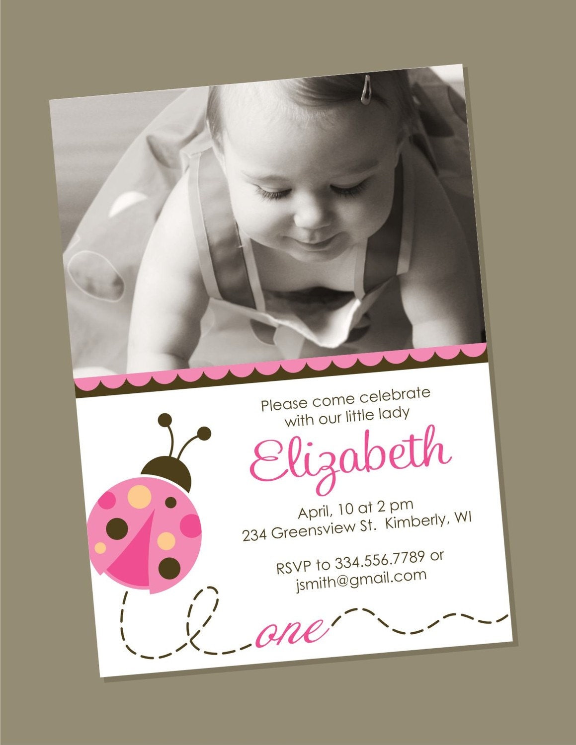 Lady Bug - Birthday Invitation