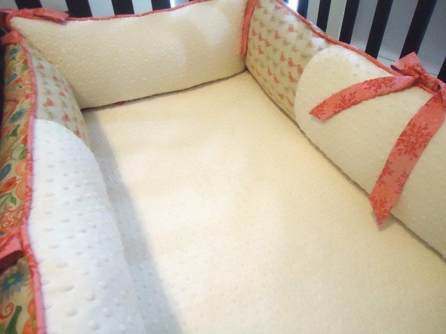 Custom Crib Bumper w/ Minky Panels