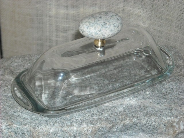 Stone top butter dish