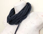 Infinity Circle Scarf Eco Friendly Fabric Necklace in Dark Denim Blue
