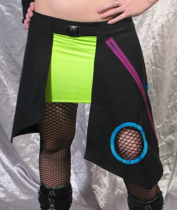 ZIPRON WRAP SKIRT Futuristic Cyber Goth Custom Made For You RoBoTIc KiTtY