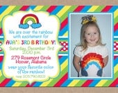 12 Personalized and Printed Girl or Boy Rainbow Birthday Party Birthday Photo Invitations with envelopes