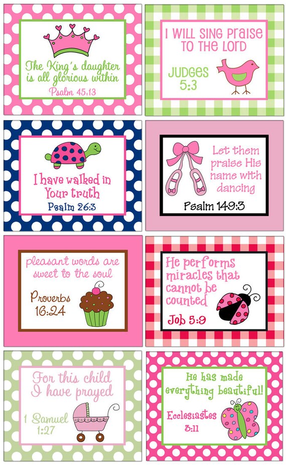 Girl 8x10 Art Print with Bible Verse for Bedroom  Nursery  Bathroom Playroom - Design your own