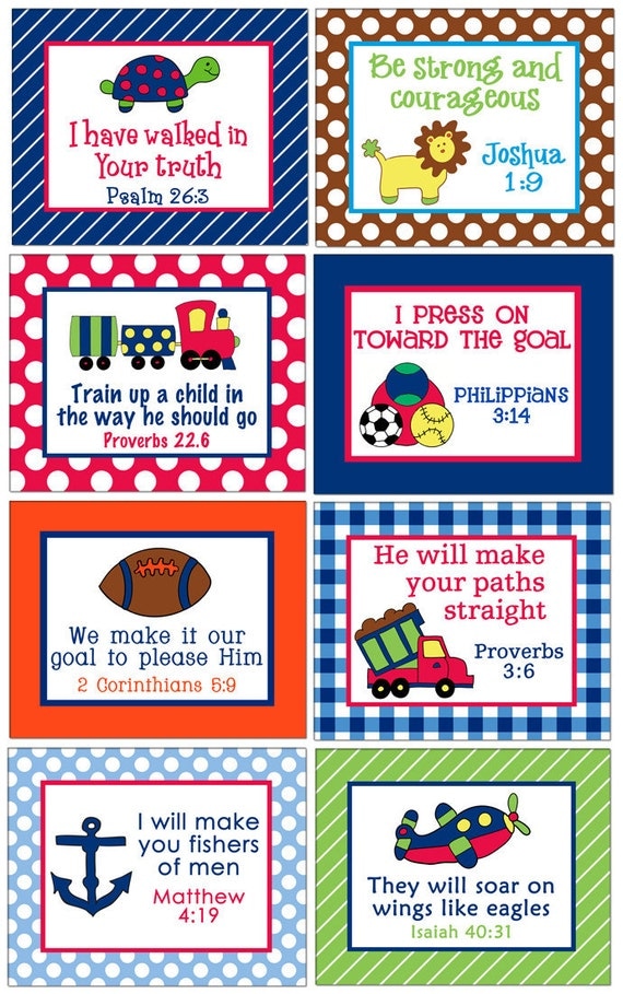 Boy 8x10 Art Print with Bible Verse for Bedroom  Nursery  Bathroom Playroom - Design your own