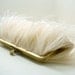 Ostrich Feather Bridal Clutch in Ivory and Gold