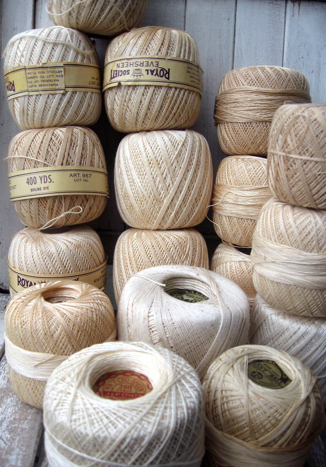 Vintage crochet thread set of 17 with great graphics...
