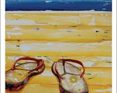 Flip Flops Sandals at Beach - "Lost at Sea (the good way)" - Fine Art Print 11x14