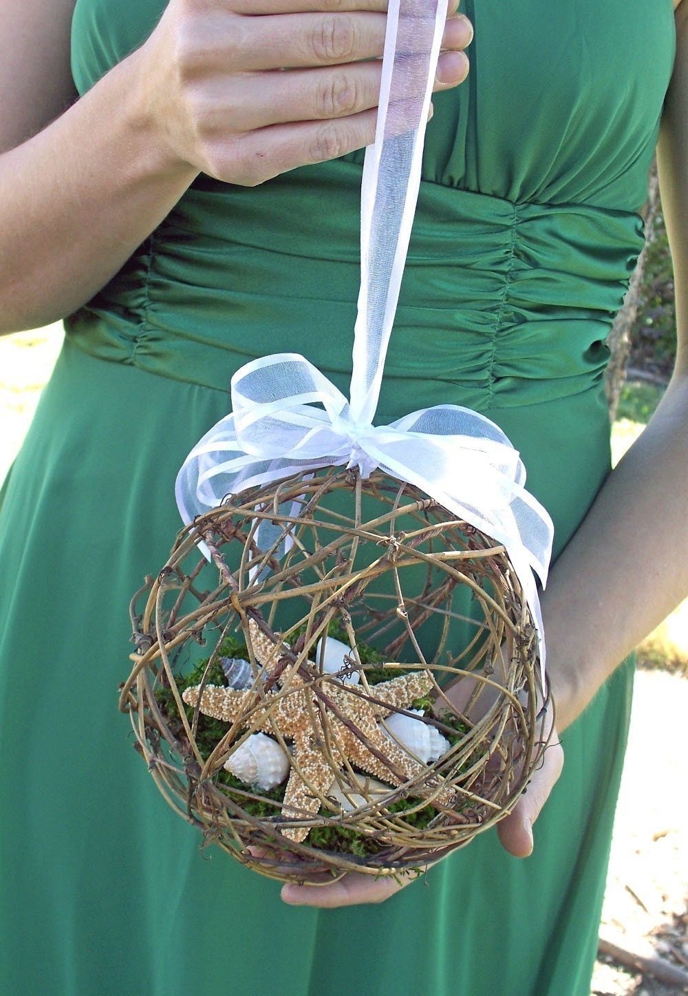 Beach Wedding Starfish Pomander Kissing Ball/ Basket Alternative