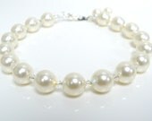 Swarovski crystal and white swarovski crystal pearl bracelet adjustable length clasp