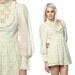 60s Lace Bib Dress Crochet Ruffle Hippie Boho Victorian Mod Babydoll Mini 1960s Vintage Extra Small XS