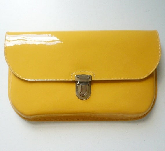 Yellow Patent Leather Clutch