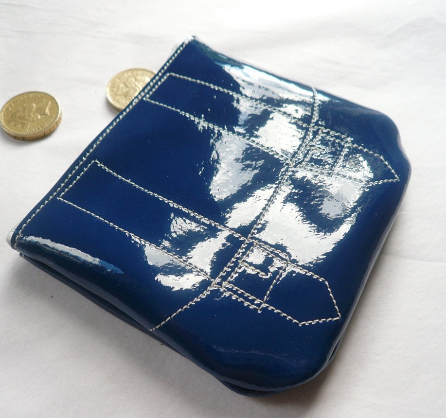 Royal Blue Patent Leather Coin Purse FREE UK SHIPPING
