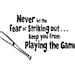 Never Let the Fear of Striking Out Baseball Vinyl Wall Decal - Boy Girl Sports Bat Ball Varsity Athletic Quote Saying Poem 22H x 36W BA0073