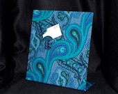 Magnetic Board  Peacock Blue Fabric - Organizer or Memory Board - 11" x 12" Freestanding