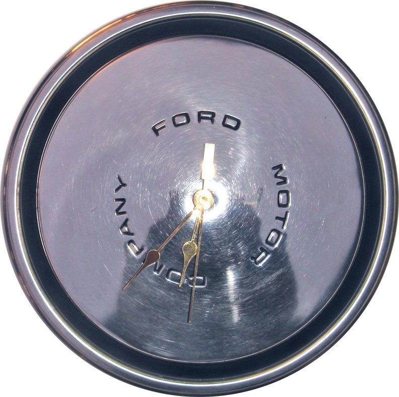 Ford Mustang Hubcap Clock, also Thunderbird and Gran Torino,  '60s & '70s, with numbers upon request (v hub cap)
