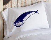 Navy Blue Whale White Nautical Pillowcase pillow cover ocean sea