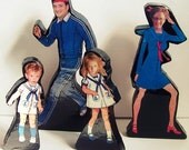 4 photograph WOOD people Archival Display Personalized UNIQUE Collection retro mod gift play Family OOAK rare toy vintage doll dog cat decor