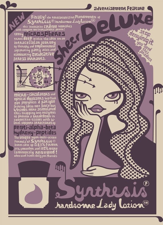 Synthesis Handsome Lady Lotion -  Screen Print by Popcorny