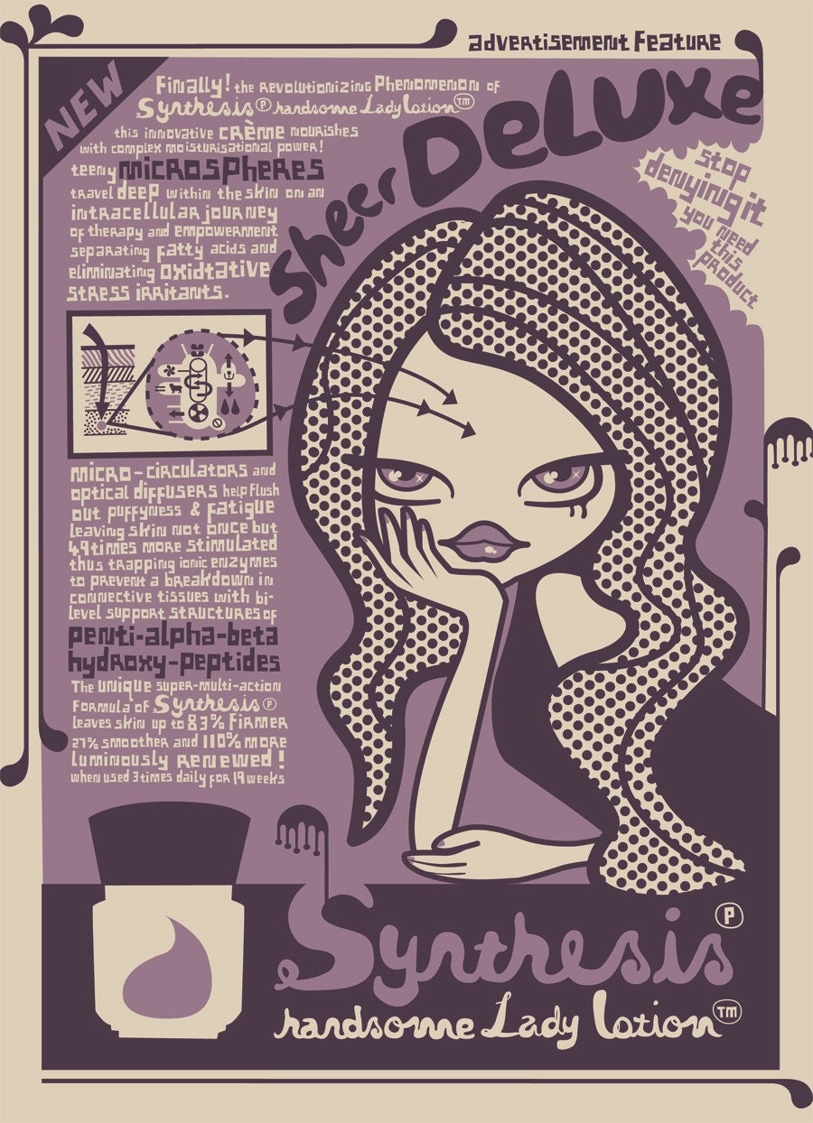 Synthesis Handsome Lady Lotion -  Screen Print by Popcorny