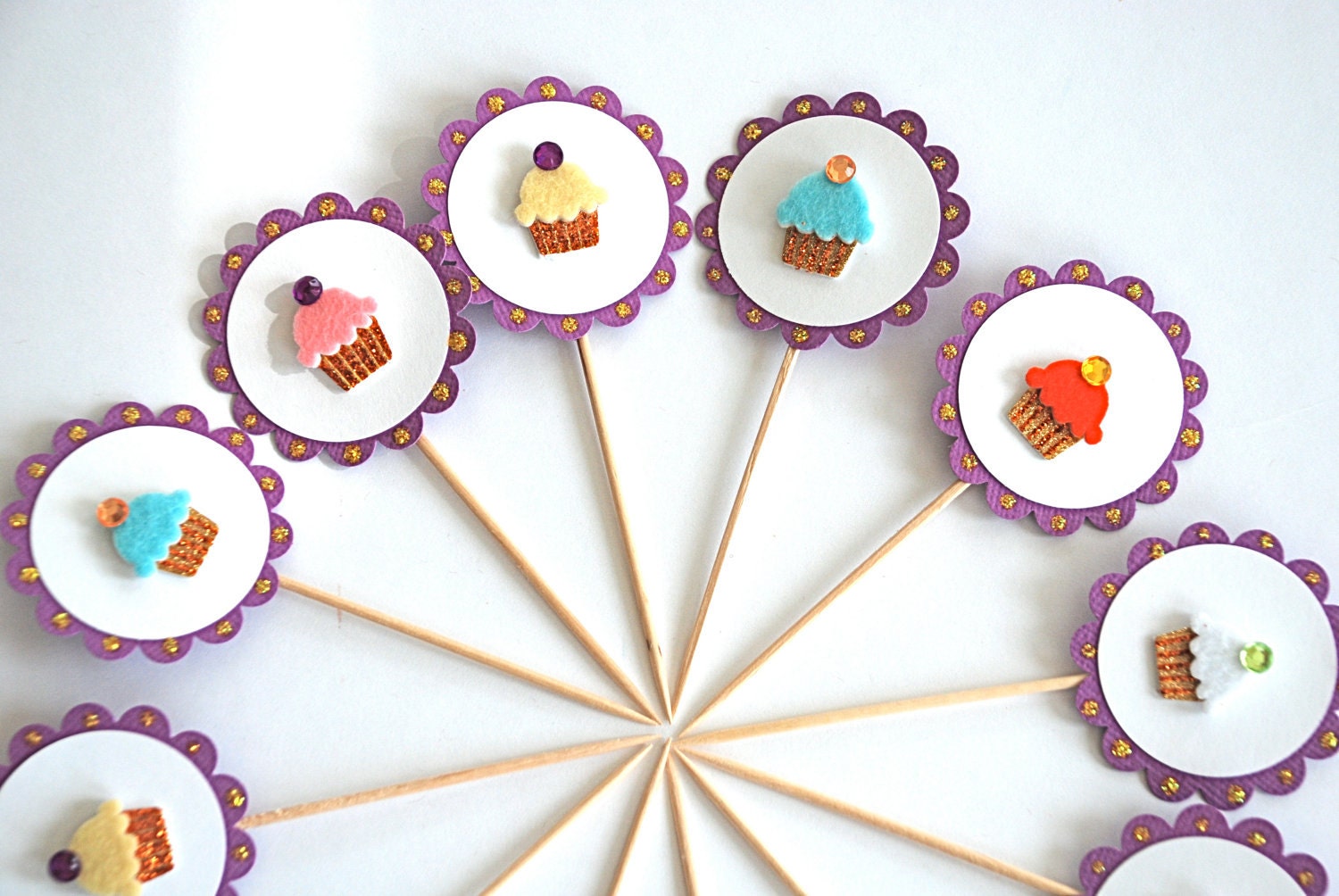 Glittery Cupcakes Cupcake Toppers