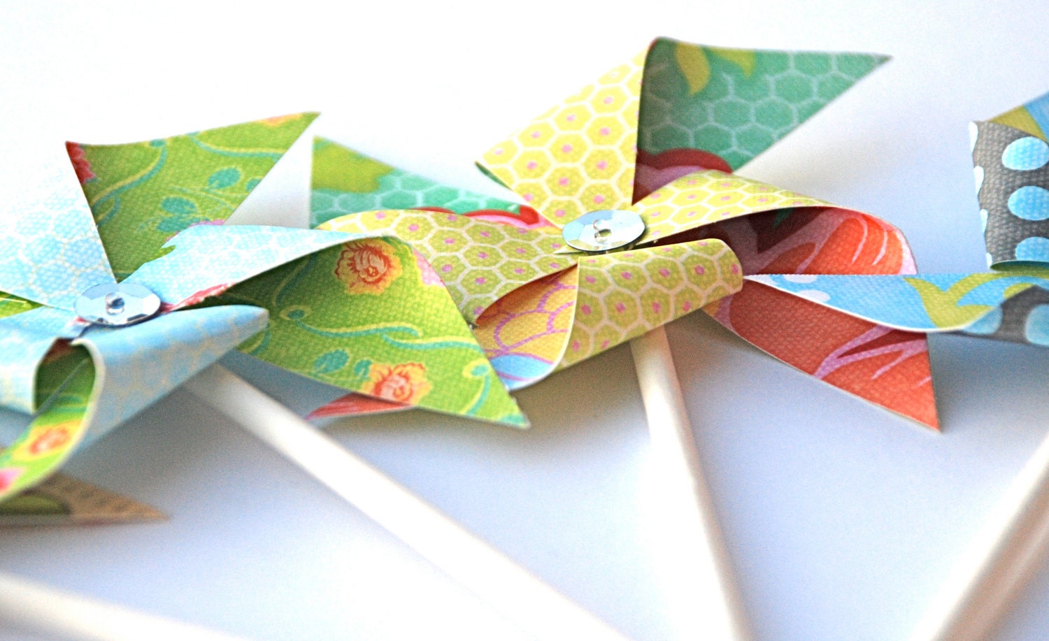 Sweet Nectar Pastel Sequined Pinwheels - Cupcake Toppers/Party Picks
