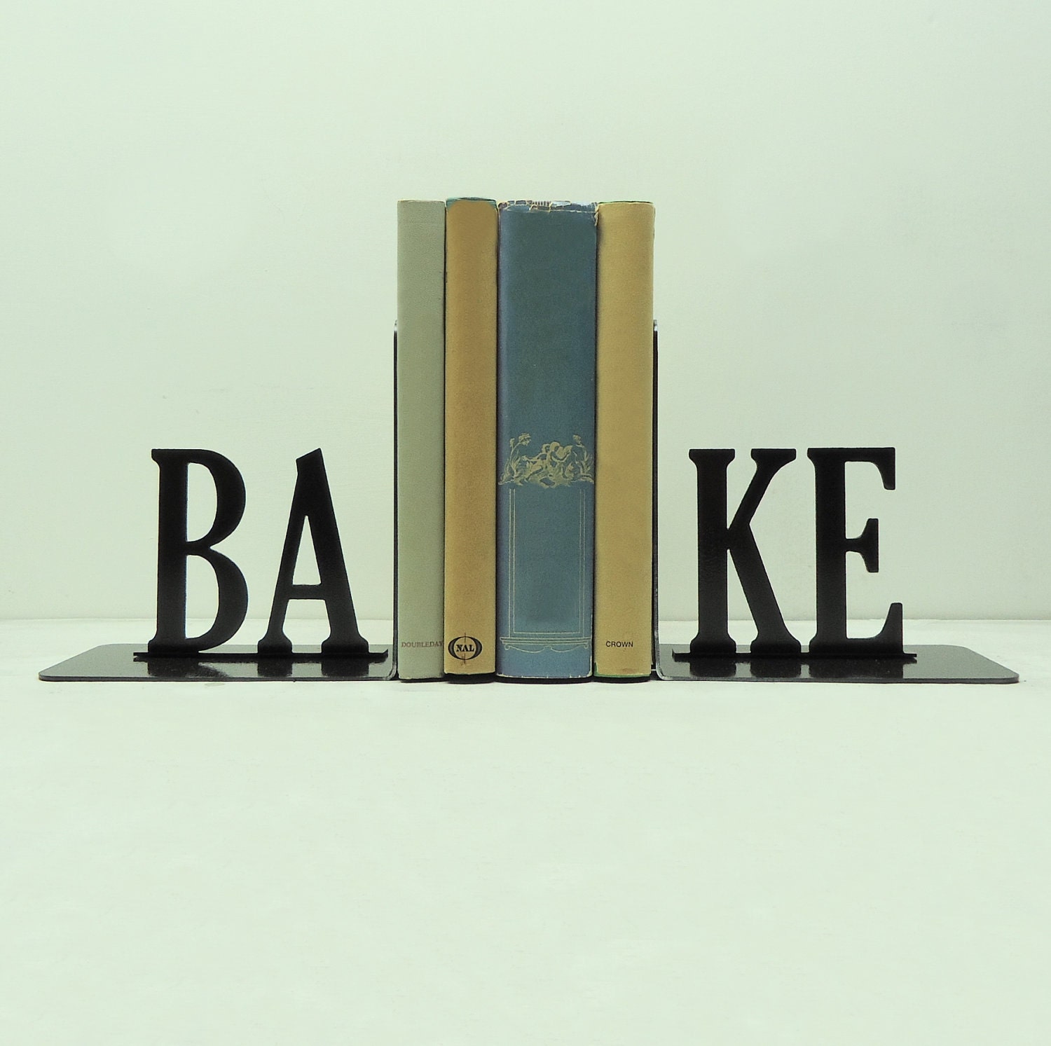 Bake Text Metal Art Bookends - Free USA Shipping