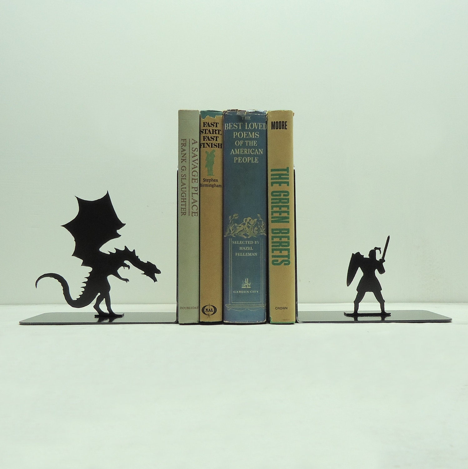 Dragon & Knight Metal Art Bookends - Free USA Shipping