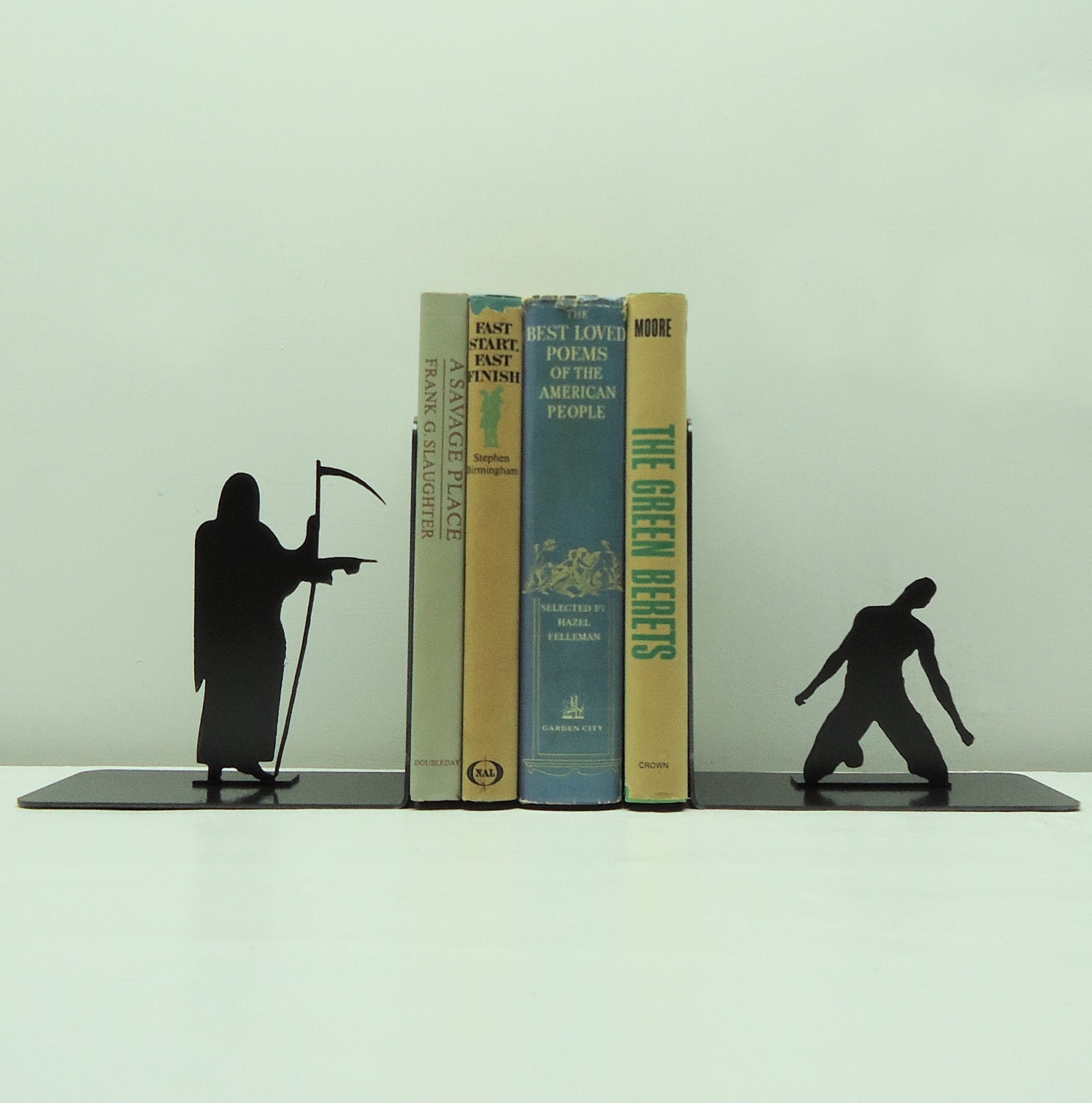 Grim Reaper Metal Art Bookends - Free USA Shipping