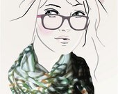 Hand painted silk scarf. Green watercolor plaid:  Saturday in the Park