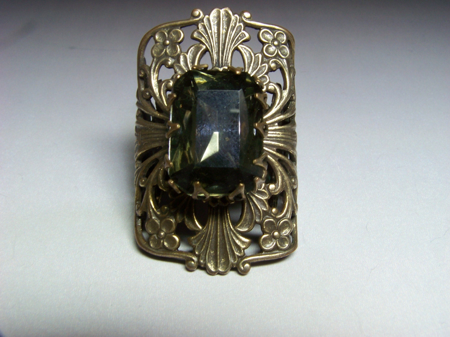 Wonderful Vintage Smoky Topaz Colored Stone and Filigree Ring