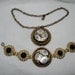 Vintage Demascene Floral Necklace and Bracelet Set