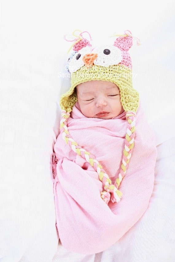 Baby Girl, Owl Hat, Crochet Baby Hat, Owl, Baby Girl Owl Hat, Photo Prop, Photography Prop MADE TO ORDER