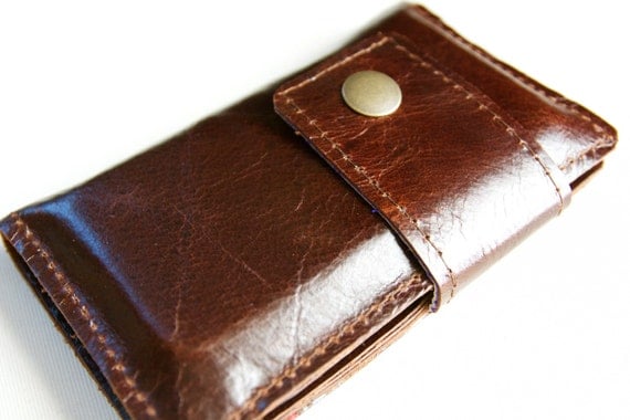 Leather iPhone Wallet in Dark Brown