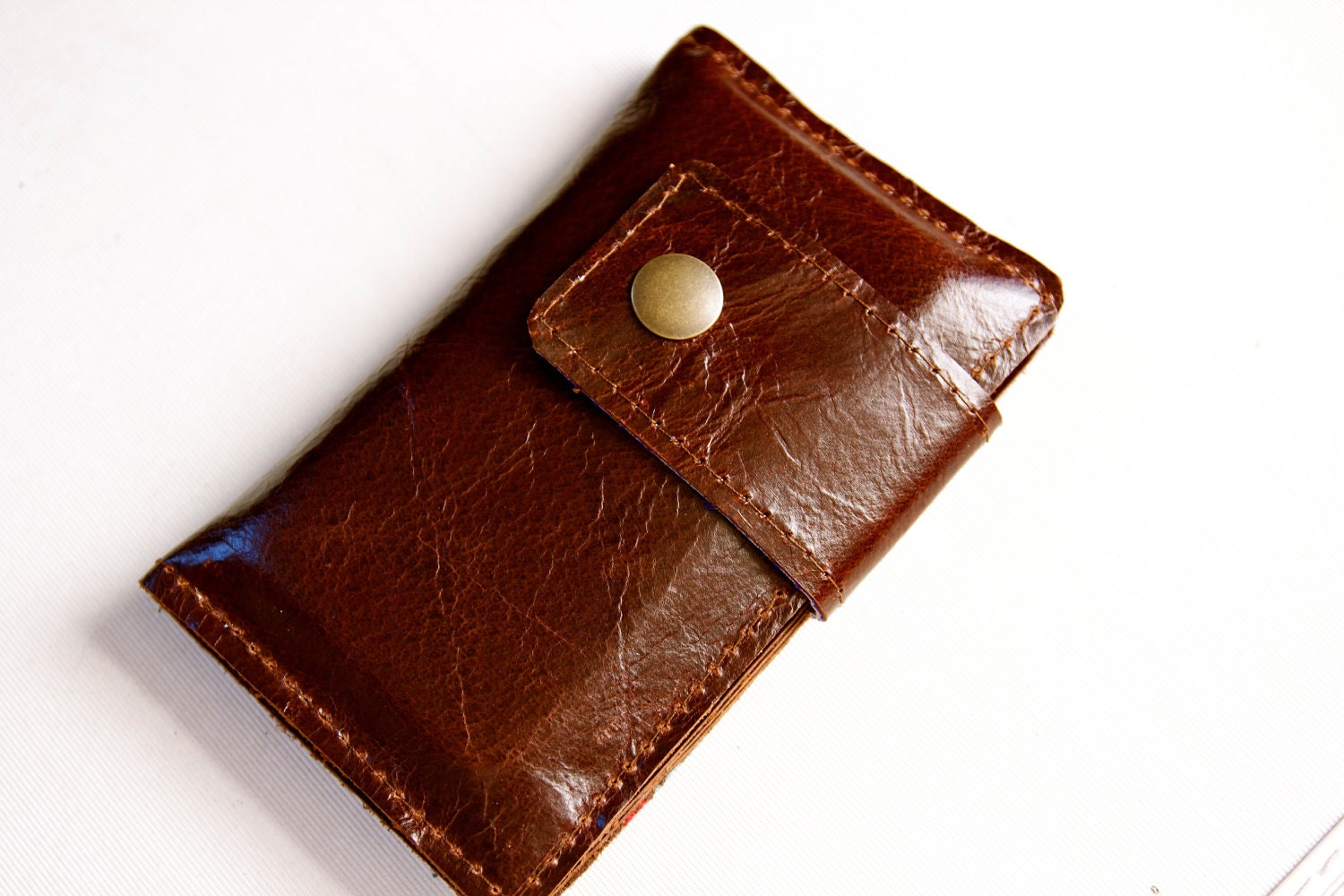 Leather iPhone Wallet in Dark Brown