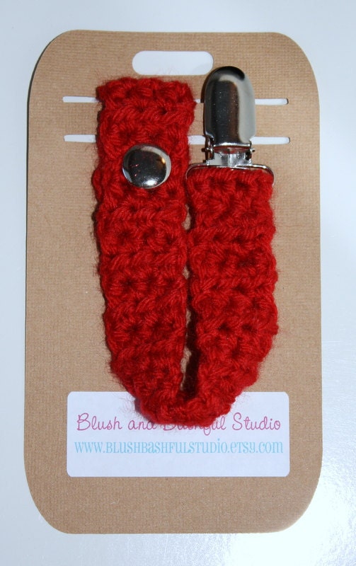 READY TO SHIP - Red Pacifier Clip