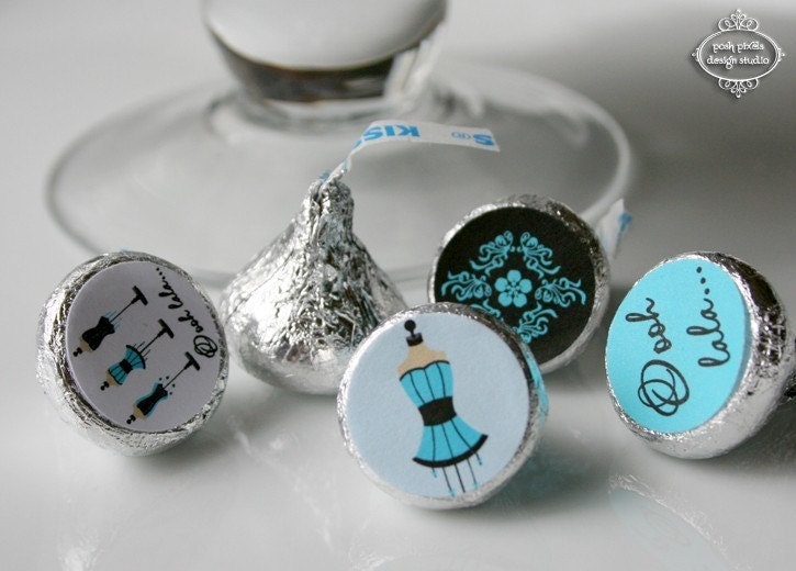 PRINTABLE Bridal Shower - Candy Stickers - Blue and Black - DIY Something Blue Collection - by Make Life Cute Il_570xn