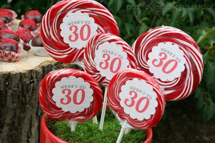BIRTHDAY - Printable Party Circles - 2 inch - Red and White - Picnic - DIY Rustic Birthday Collection - by Make Life Cute Il_570xn