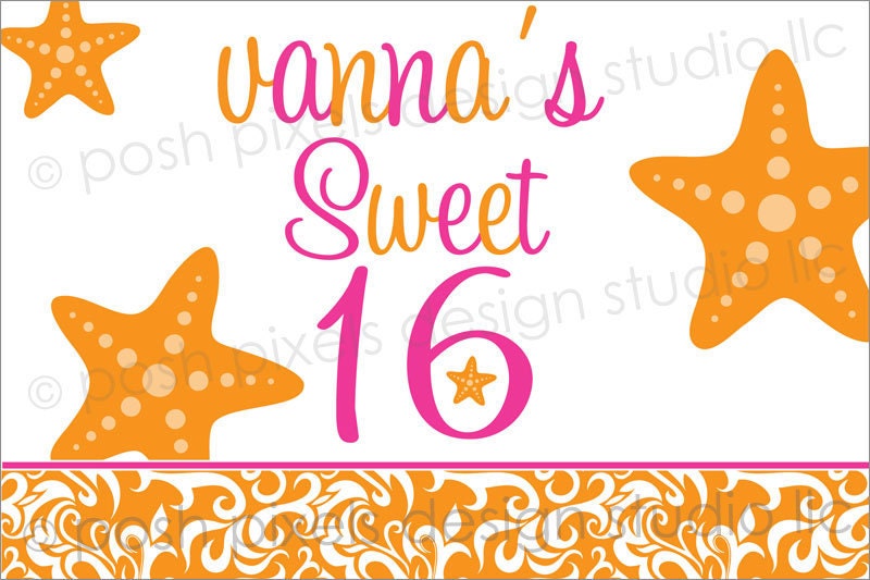 PARTY SIGN - Printable Birthday Welcome Sign - 8"x10" - Sweet 16 Party - DIY Sweet Beach Party Collection - by Make Life Cute Il_570xn