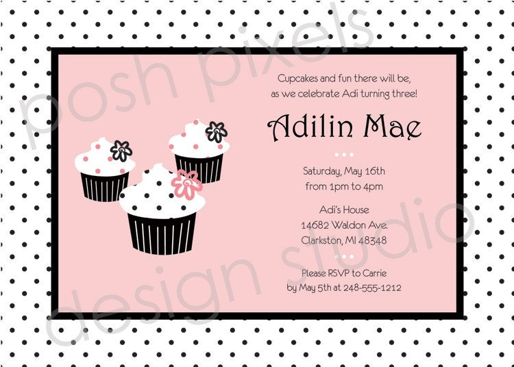 PREPPY CUPCAKE - Printable 5"x7" Invitation - Birthday - DIY Preppy Cupcake Collection - by Make Life Cute