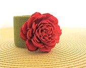 Napkin Rings - set of four made with fabric and red rose Sola flowers, houseofpeltier
