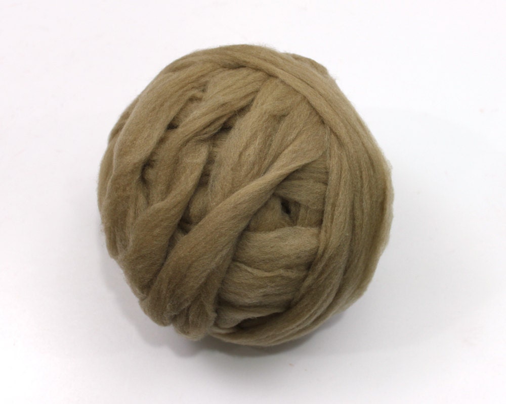 CVM Roving - Natural Light Brown - Undyed Wool Roving for Spinning or Felting (4 oz)